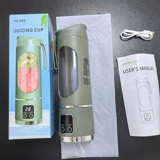 Portable Blender USB Rechargeable Juicer Cup Personal Smoothie Maker with Digital Display and Stainless Steel Blades Green Ideal for Travel Gym and Office.