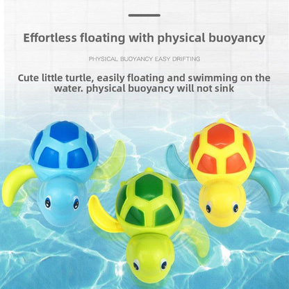 Three-Piece Wind-Up Swimming Turtle Bath Toy Set (Yellow, Green, and Blue Colors), Adorable Floating Turtle Combo, Fun Water Play Toy, Ideal Gift for Infants and Toddlers.
