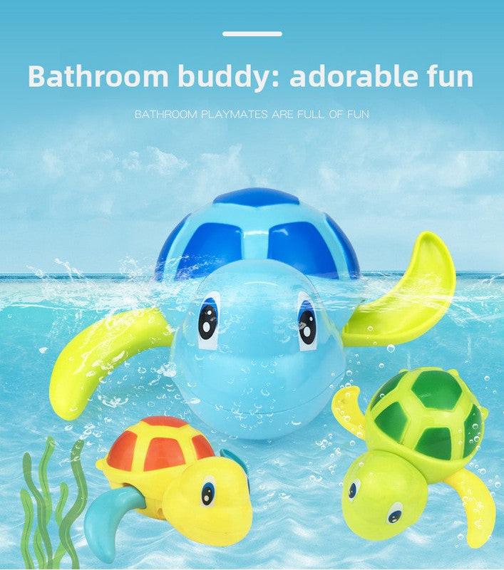 Three-Piece Wind-Up Swimming Turtle Bath Toy Set (Yellow, Green, and Blue Colors), Adorable Floating Turtle Combo, Fun Water Play Toy, Ideal Gift for Infants and Toddlers.