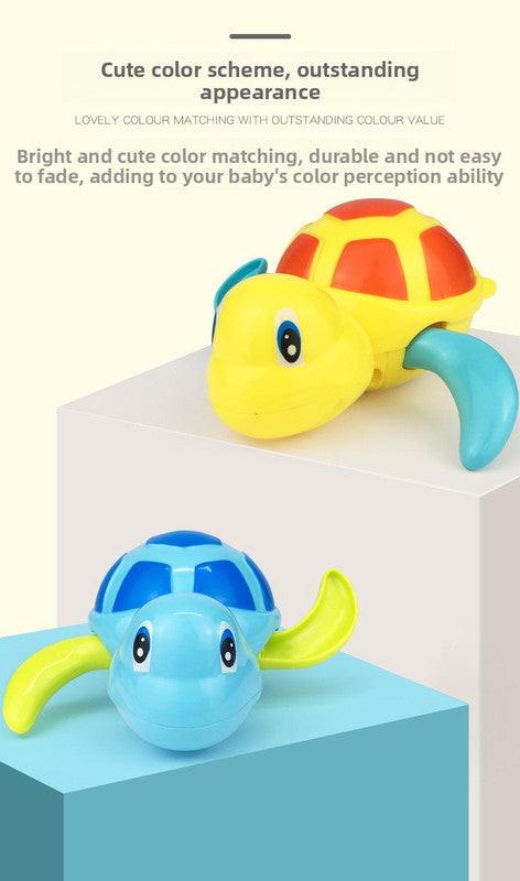 Three-Piece Wind-Up Swimming Turtle Bath Toy Set (Yellow, Green, and Blue Colors), Adorable Floating Turtle Combo, Fun Water Play Toy, Ideal Gift for Infants and Toddlers.