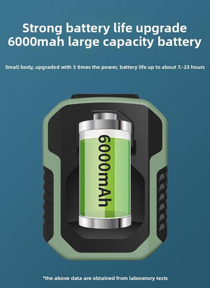 Portable Waist Clip Fan 6000mAh Rechargeable Personal Air Conditioner with Power Bank Function Heavy Duty Wearable Belt Fan for Tradies Camping and Outdoor Work Green.