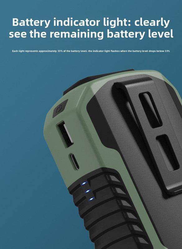 Portable Waist Clip Fan 6000mAh Rechargeable Personal Air Conditioner with Power Bank Function Heavy Duty Wearable Belt Fan for Tradies Camping and Outdoor Work Green.