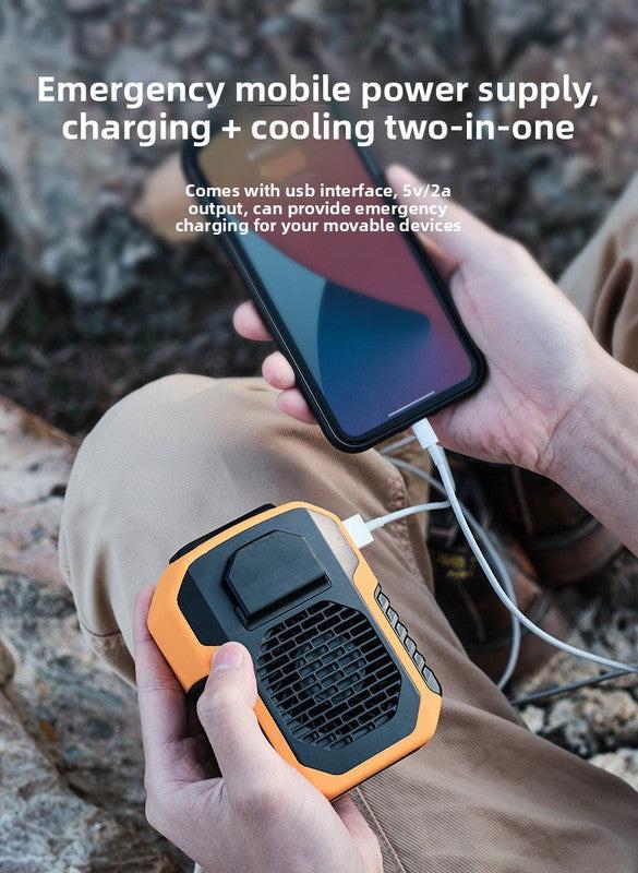 Portable Waist Clip Fan 6000mAh Rechargeable Personal Air Conditioner with Power Bank Function Heavy Duty Wearable Belt Fan for Tradies Camping and Outdoor Work Green.