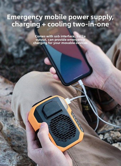 Portable Waist Clip Fan 6000mAh Rechargeable Personal Air Conditioner with Power Bank Function Heavy Duty Wearable Belt Fan for Tradies Camping and Outdoor Work Green.