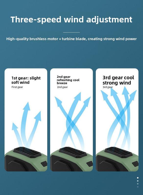 Portable Waist Clip Fan 6000mAh Rechargeable Personal Air Conditioner with Power Bank Function Heavy Duty Wearable Belt Fan for Tradies Camping and Outdoor Work Green.