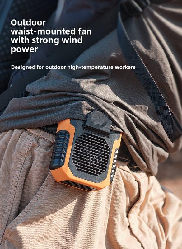 Portable Waist Clip Fan 6000mAh Rechargeable Personal Air Conditioner with Power Bank Function Heavy Duty Wearable Belt Fan for Tradies Camping and Outdoor Work Green.