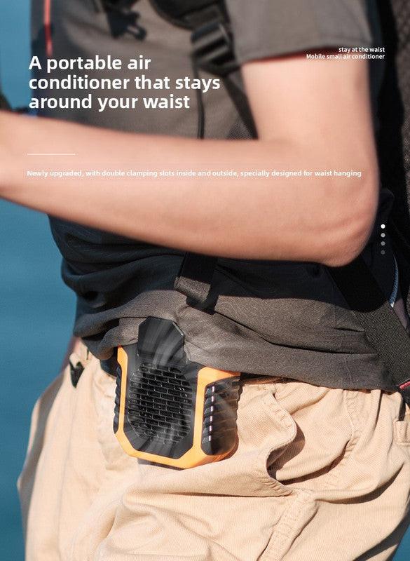 Portable Waist Clip Fan 6000mAh Rechargeable Personal Air Conditioner with Power Bank Function Heavy Duty Wearable Belt Fan for Tradies Camping and Outdoor Work Green.