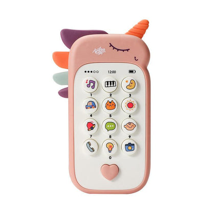 Unicorn Baby Toy Phone Music & Light Learning Mobile Teether for Toddlers Interactive English Educational Gift Pink.