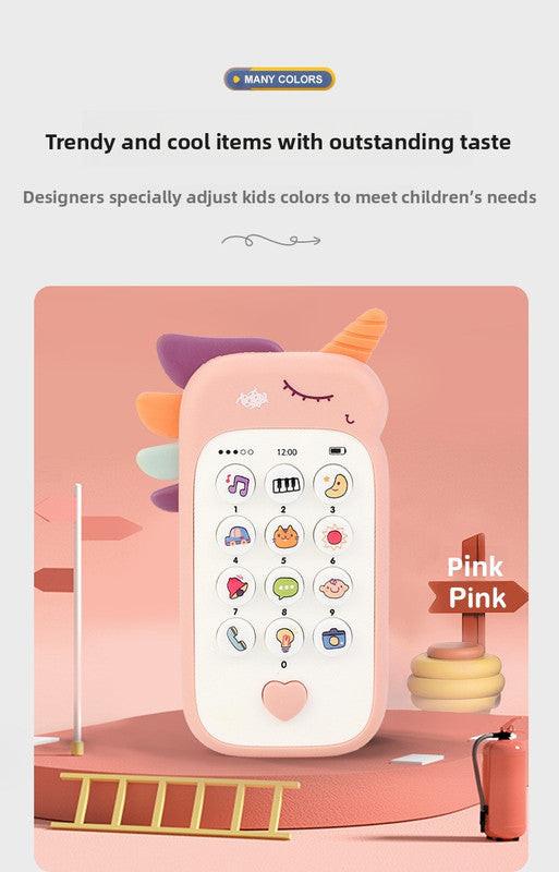 Unicorn Baby Toy Phone Music & Light Learning Mobile Teether for Toddlers Interactive English Educational Gift Pink.