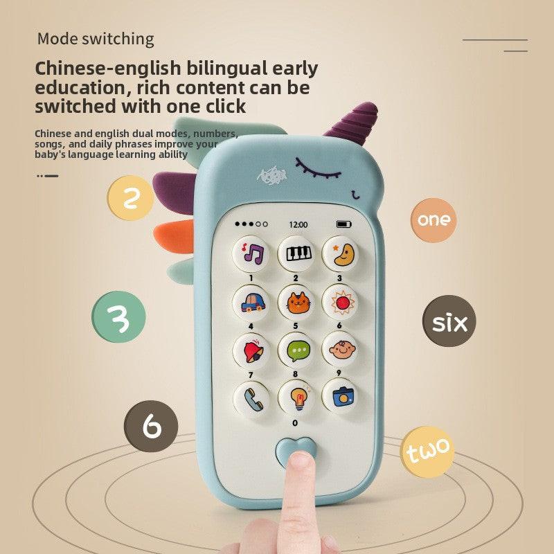 Unicorn Baby Toy Phone Music & Light Learning Mobile Teether for Toddlers Interactive English Educational Gift Pink.