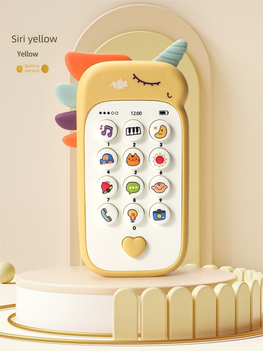 Unicorn Baby Toy Phone Music & Light Learning Mobile Teether for Toddlers Interactive English Educational Gift Yellow.