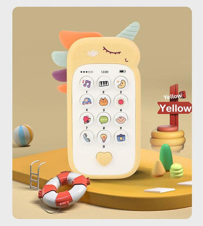 Unicorn Baby Toy Phone Music & Light Learning Mobile Teether for Toddlers Interactive English Educational Gift Blue.