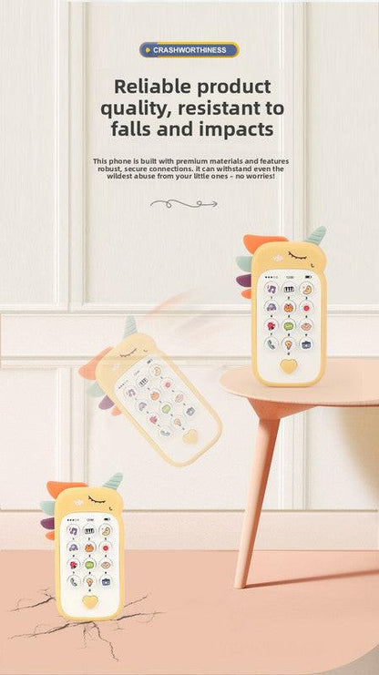 Unicorn Baby Toy Phone Music & Light Learning Mobile Teether for Toddlers Interactive English Educational Gift Blue.