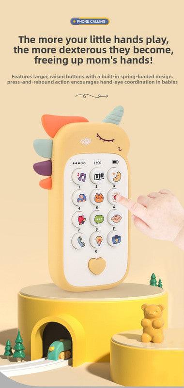 Unicorn Baby Toy Phone Music & Light Learning Mobile Teether for Toddlers Interactive English Educational Gift Blue.