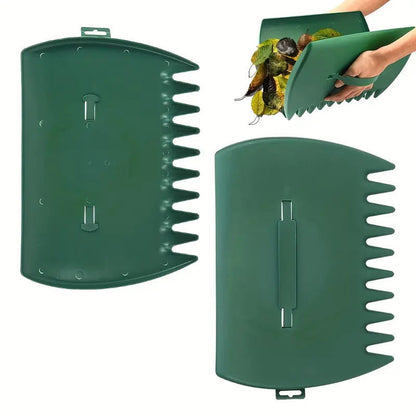 Pair of Horticultural Leaf Rake Hand Tools Set Large Plastic Claw Grabber Ideal for Collecting Yard Debris, Grass Clippings, and Scraps Light green