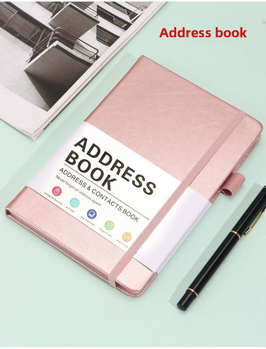 Rose Gold Address Book with Alphabetical Tabs B6 Hardcover Telephone & Contact Organizer with Pen Holder & Elastic Band for Home Office.