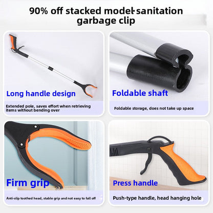 Purple and Black Handle Foldable Grabber Reacher Tool - 83cm Aluminium Litter Picker with Magnetic Tip - Lightweight Mobility Aid for Garden & Home Rubbish Cleanup