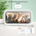 Waterproof Shower Phone Holder Wall Mount with Aromatherapy - 360° Rotating & Retractable Anti-Fog Case - Drill-Free Bathroom & Kitchen Mobile Stand - White