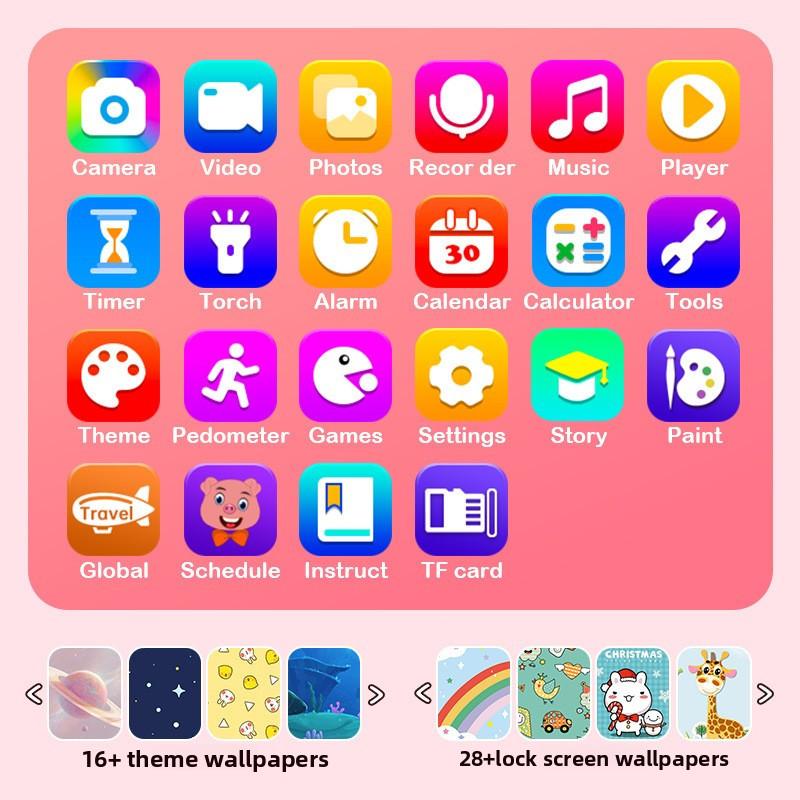 Kids Unicorn Smart Phone Toy with Dual Camera and IPS Touch Screen Educational Games MP3 Music Player 512MB Card Included Pink Silicone Case Ideal for Girls Gift.