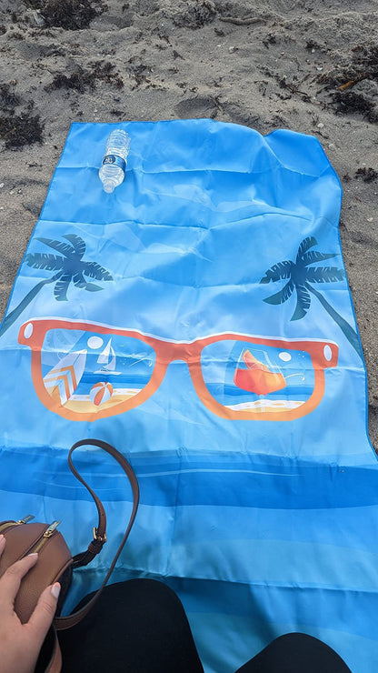 Sand Free Microfibre Beach Towel - Quick Dry Lightweight Travel Towel 80x160cm - 3D Sunglasses Print for Summer, Pool & Camping