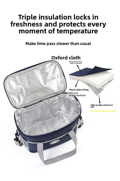 Large Insulated Cooler Bag Thermal Lunch Tote 16L Capacity with Adjustable Shoulder Strap for Picnics Camping & Work Navy Blue