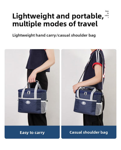 Large Insulated Cooler Bag Thermal Lunch Tote 16L Capacity with Adjustable Shoulder Strap for Picnics Camping & Work Navy Blue