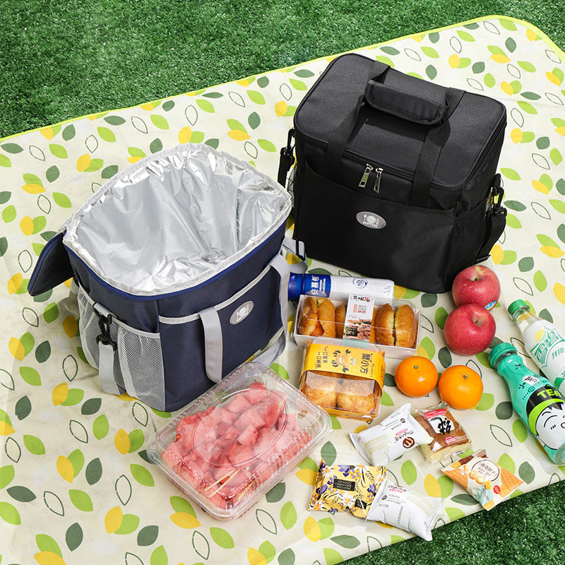 Large Insulated Cooler Bag Thermal Lunch Tote 16L Capacity with Adjustable Shoulder Strap for Picnics Camping & Work Black