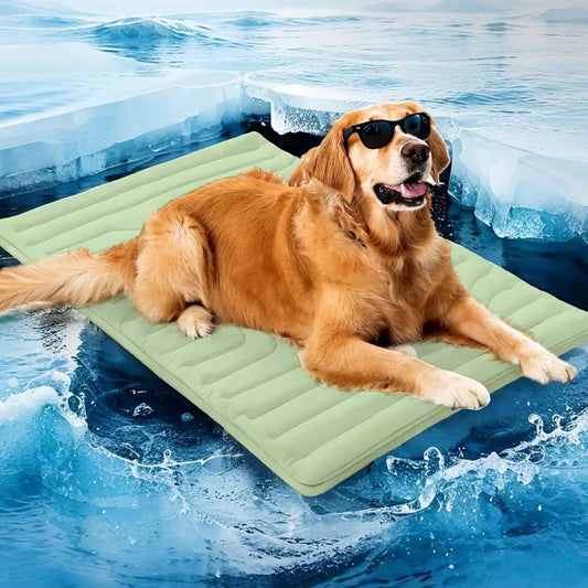 2 Pack Extra Large Dog Cooling Mat 150x101cm - Reversible Self Cooling & Warm Pet Bed Pad - Granny Grey & Light Green Crate Liner for Giant Breeds up to 45kg