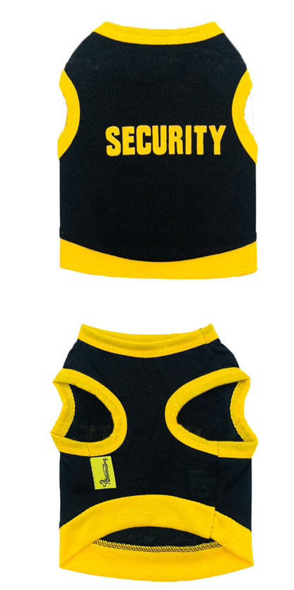 2 Pack Cotton "Security" Dog Vest Size M - Breathable Summer Tank Top - Black with Yellow Trim & Pink with Black Trim for Small Pets
