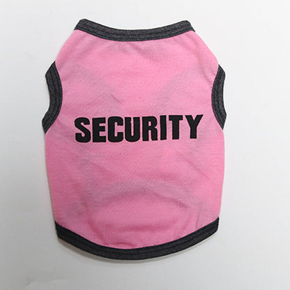 2 Pack Cotton "Security" Dog Vest Size M - Breathable Summer Tank Top - Black with Yellow Trim & Pink with Black Trim for Small Pets