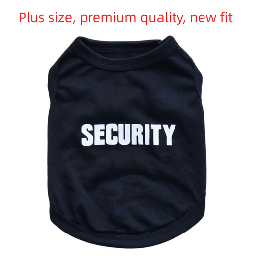 2 Pack Security Printed Pet Vest - Black & Yellow with Orange Trim - Breathable Cotton Dog T-Shirt Summer Apparel for Small to Medium Breeds - Size L (Chest 51cm)