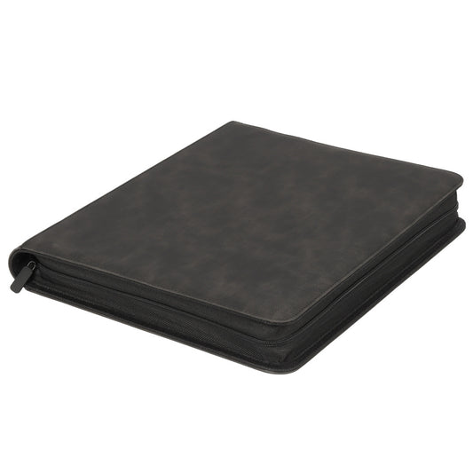 Premium Toploader Binder 9 Pocket 216 Capacity Trading Card Album Zippered PU Leather Storage Holder for Sports TCG & AFL Cards Black