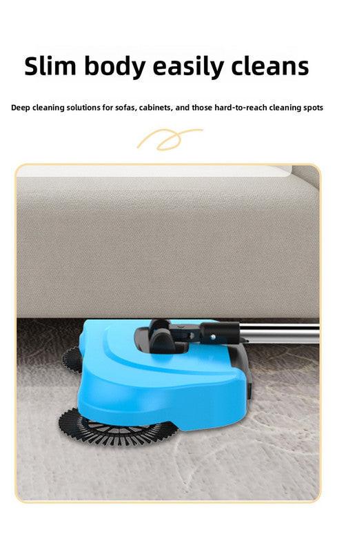3-in-1 Hand Push Floor Sweeper - Manual Spinning Broom, Dustpan & Mop Combo - Silent Non-Electric Cleaning for Hardwood & Tiles - Vitality Red.