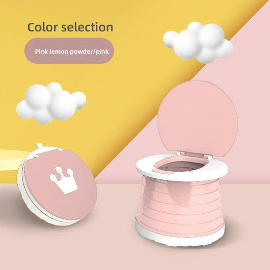 Kids Portable Travel Potty Foldable Training Toilet Seat - Pink - Compact Car & Camping Emergency Commode with Backrest - 50kg Load Capacity.