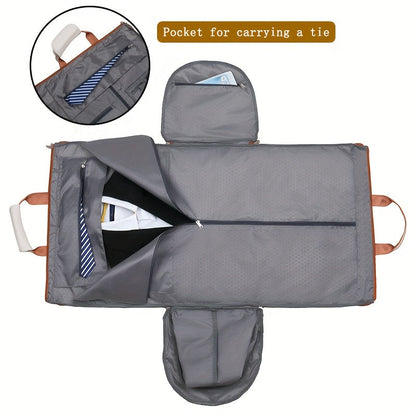 Convertible Travel Garment Bag Large Duffel Suit Carrier with Shoe Compartment & Hidden Backpack Straps Waterproof  Black