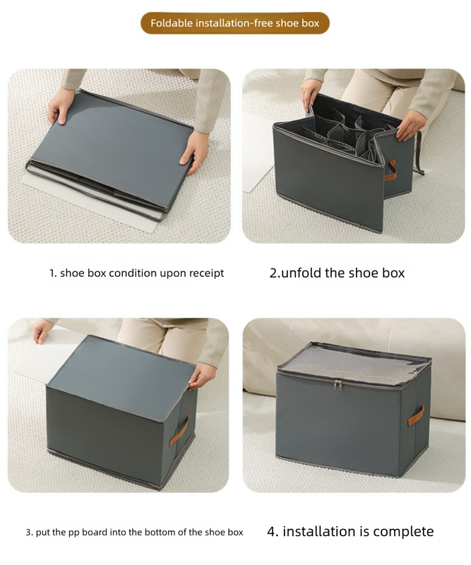 Extra Large Foldable Shoe Storage Box 16 Compartments with Side Pockets Clear Lid Wardrobe Organiser for Sneakers Socks 43cm Square Cube Coffee