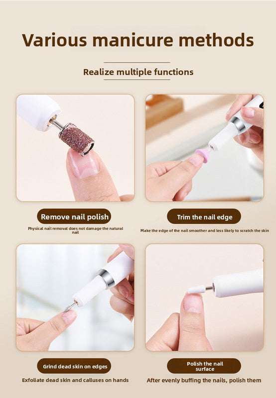 Electric Nail Drill Machine Cordless Portable E-File Kit with Charging Base LED Display 3 Speeds 15000RPM for Gel Polish Acrylic Removal Manicure Pedicure Home Khaki
