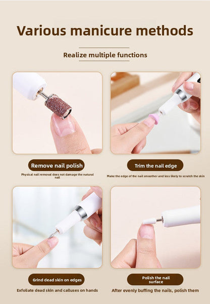Electric Nail Drill Machine Cordless Portable E-File Kit with Charging Base LED Display 3 Speeds 15000RPM for Gel Polish Acrylic Removal Manicure Pedicure Home Khaki