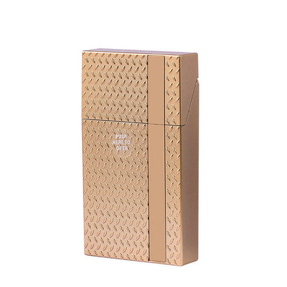 2 Pack Slim Cigarette Case Hard Shell Holder for 40 Cigarettes Durable ABS Plastic Crush Proof Box with Spring Clip Moisture Resistant Pocket Container Gold and purple