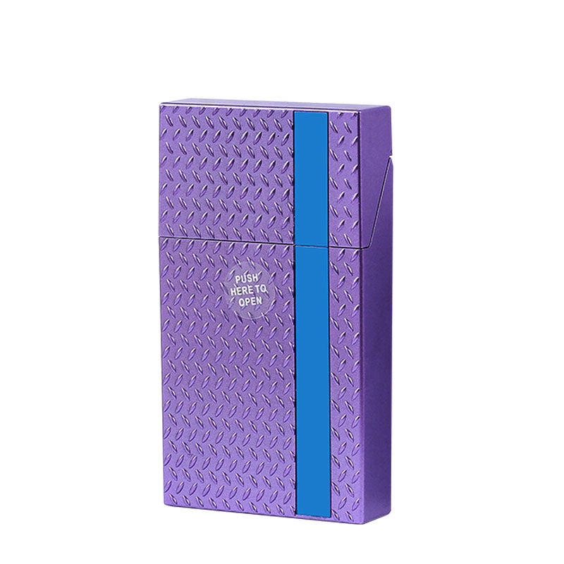 2 Pack Slim Cigarette Case Hard Shell Holder for 40 Cigarettes Durable ABS Plastic Crush Proof Box with Spring Clip Moisture Resistant Pocket Container Gold and purple