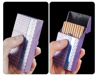 2 Pack Slim Cigarette Case Hard Shell Holder for 40 Cigarettes Durable ABS Plastic Crush Proof Box with Spring Clip Moisture Resistant Pocket Container Gold and purple