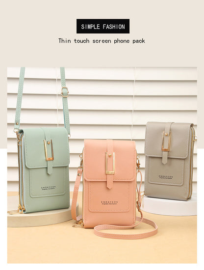 Women's Crossbody Phone Bag with Clear Touch Screen Window PU Leather Wallet Purse Multi-Pocket Shoulder Handbag Adjustable Strap Card Holder Grey