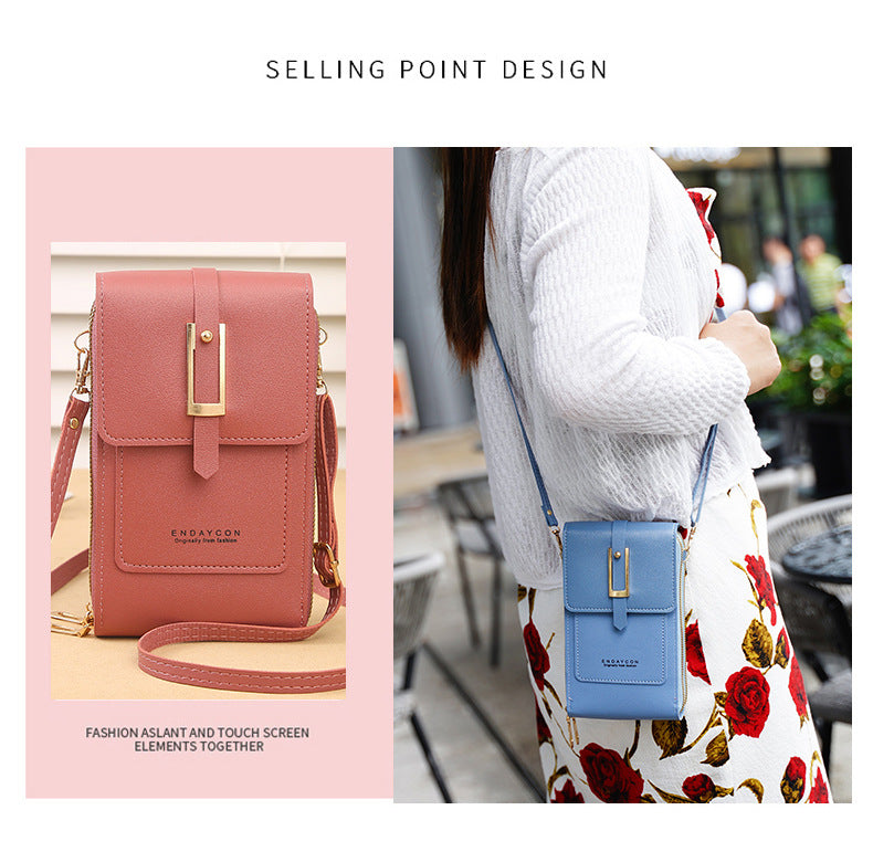 Women's Crossbody Phone Bag with Clear Touch Screen Window PU Leather Wallet Purse Multi-Pocket Shoulder Handbag Adjustable Strap Card Holder Grey