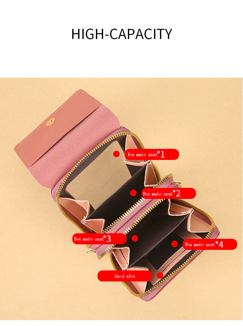 Women's Crossbody Phone Bag with Clear Touch Screen Window PU Leather Wallet Purse Multi-Pocket Shoulder Handbag Adjustable Strap Card Holder Grey