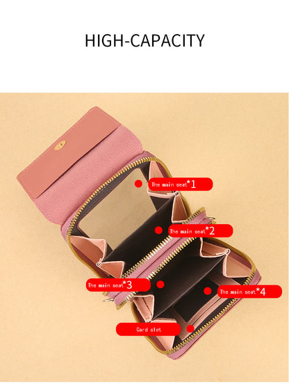 Women's Crossbody Phone Bag with Clear Touch Screen Window PU Leather Wallet Purse Multi-Pocket Shoulder Handbag Adjustable Strap Card Holder Grey