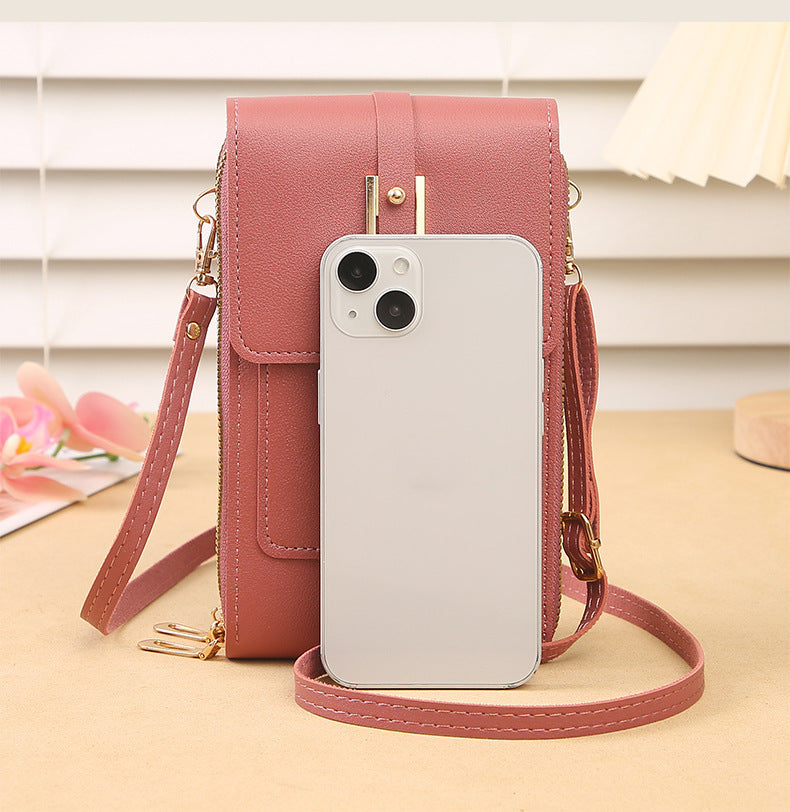 Women's Crossbody Phone Bag with Clear Touch Screen Window PU Leather Wallet Purse Multi-Pocket Shoulder Handbag Adjustable Strap Card Holder Grey