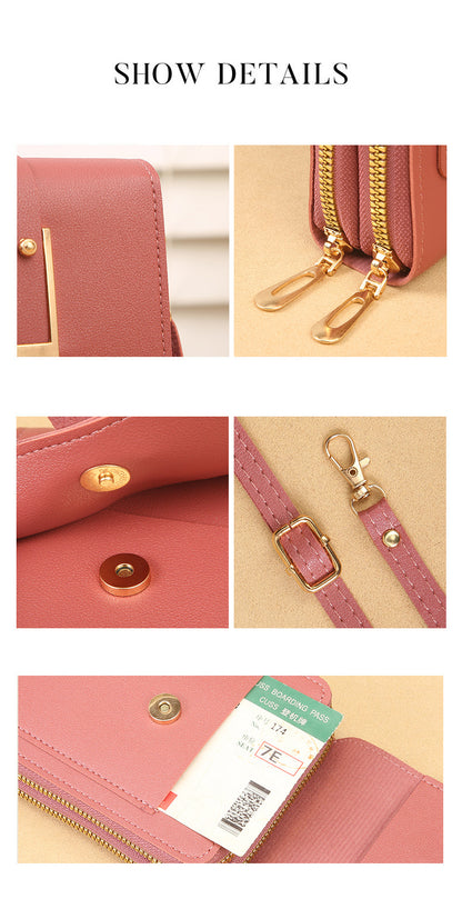 Women's Crossbody Phone Bag with Clear Touch Screen Window PU Leather Wallet Purse Multi-Pocket Shoulder Handbag Adjustable Strap Card Holder Grey