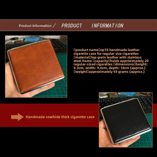Genuine Leather Cigarette Case Red Crocodile Pattern 20 Stick Capacity Retro Vintage Style Metal Frame Pocket Box Mens Gift