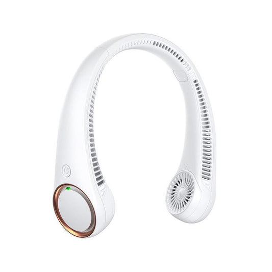 Portable Neck Fan 4000mAh Rechargeable Bladeless Personal Fan 3 Speeds Quiet Hands Free Cooling Device with 360 Airflow USB Type-C for Travel Outdoor White.