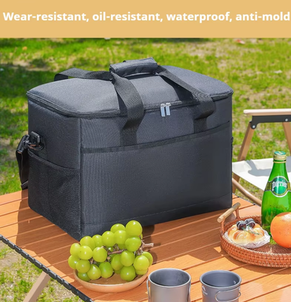 Large 35L Insulated Cooler Bag Soft Sided Leakproof Thermal Tote for Camping Beach Picnic BBQ Heavy Duty Grocery Carrier Grey.
